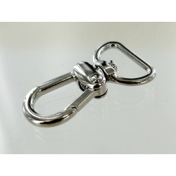Mousqueton pivotant en arc 20mm - Nickelé - Cuir en Stock