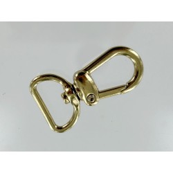 Mousqueton pivotant en arc 20mm - Doré - Cuir en Stock