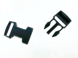 Fermoir boucle à clip réglable noir - 20mm - Cuir en Stock