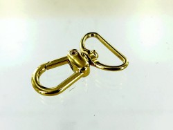 Mousqueton pivotant en arc 25mm doré - maroquinerie - porte-clés - départ de anse de sac - Cuir en Stock