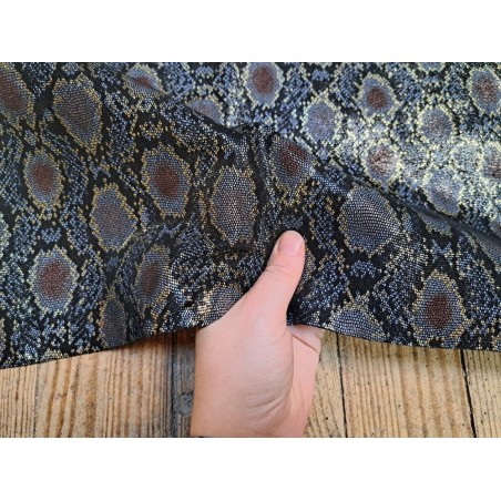 veau velours - lézard noir - doré - maroquinerie - Cuirenstock