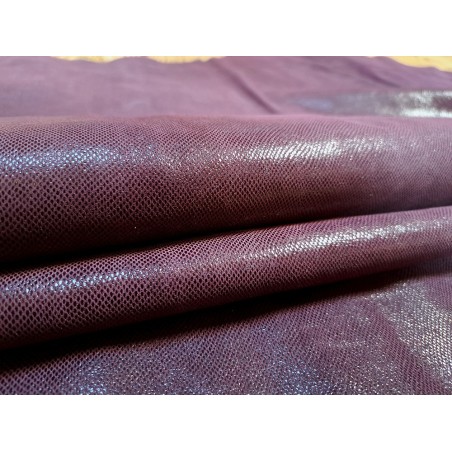 veau velours - lézard - prune - maroquinerie - Cuir en Stock