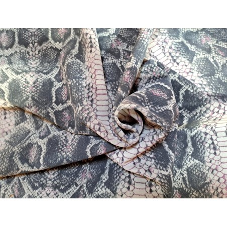 veau velours - serpent - cobra - gris - maroquinerie - Cuir en Stock