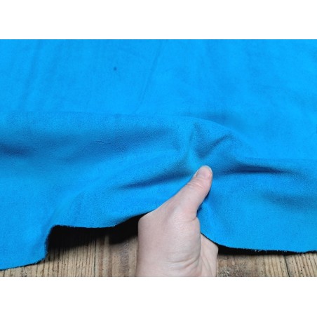 Peau de veau velours bleu - Cuir en Stock