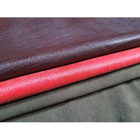 Lot de 3 peaux de cuir stretch - couleurs diverses - Cuir en Stock