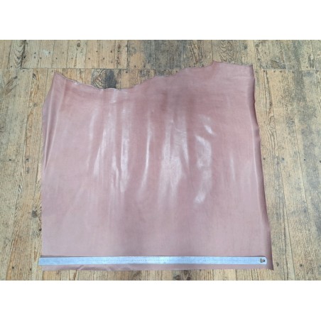 Morceau de cuir de veau ciré pullup - Rose parme -B- Cuir en Stock