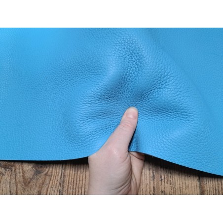 Morceau de cuir de taurillon pleine fleur - Bleu - Cuir en Stock