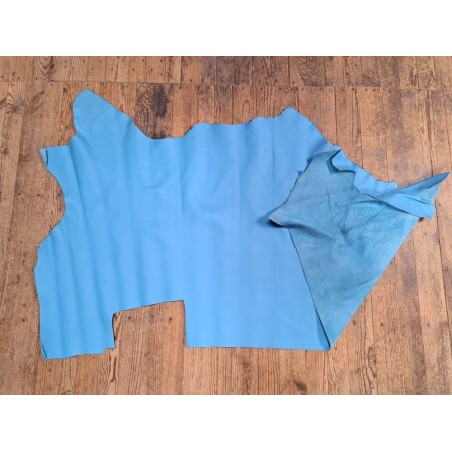 Morceau de cuir de taurillon pleine fleur - Bleu - Cuir en Stock