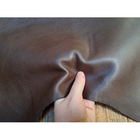Peau de cuir de chèvre métallisée bicolor - Or/Marron