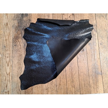 Peau de chèvre motif écaille de poisson - Noir - Cuirenstock