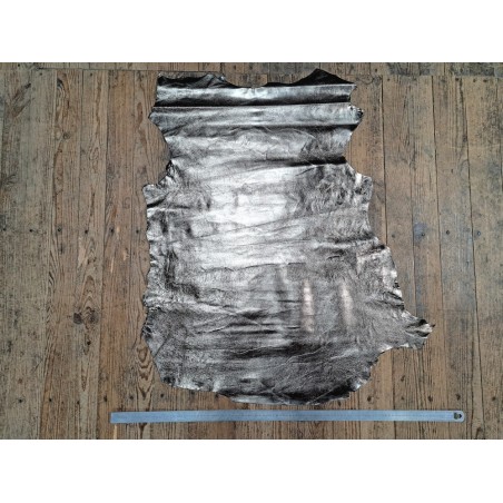 chèvre métallisée - gunmetal - cuir en stock