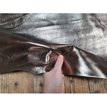 Peau de chèvre métallisée - Gunmetal - maroquinerie - cuirenstock