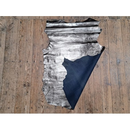 Peau de chèvre métallisée - Gunmetal - maroquinerie - cuirenstock