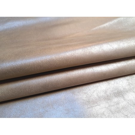 Peau de cuir de chèvre métallisé - irisée - beige - Cuir en Stock