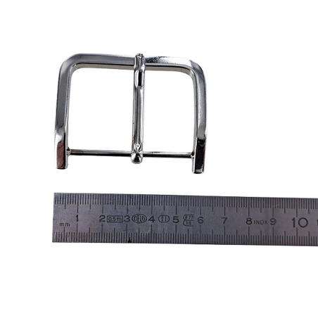 Boucle de ceinture rectangulaire - nickelé - 50 mm - Cuir en stock