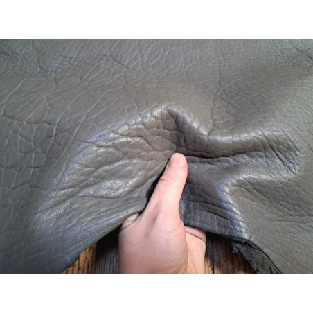 Peau de cuir de mouton crispé - gris - maroquinerie ou vêtement - Cuir en stock