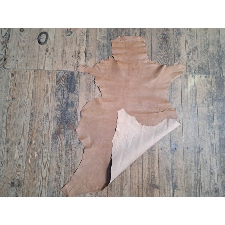 Peau de cuir de mouton crispé -beige- maroquinerie ou vêtement - cuirenstock