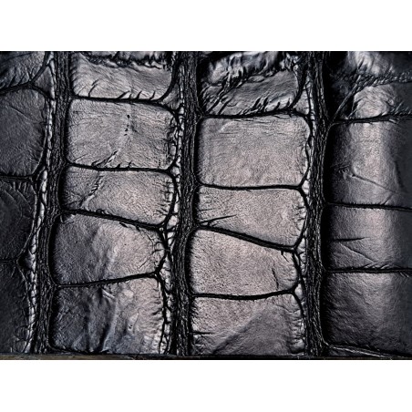 Morceau de cuir de crocodile - Noir mat - Cuir en Stock