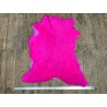 Peau de mouton lainée frisée rose fluo – Dos velours – Qualité italienne – Série limitée - Cuir en Stock