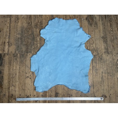 Peau de mouton lainée frisée bleu jeans – Dos velours – Qualité italienne – Série limitée - Cuir en Stock