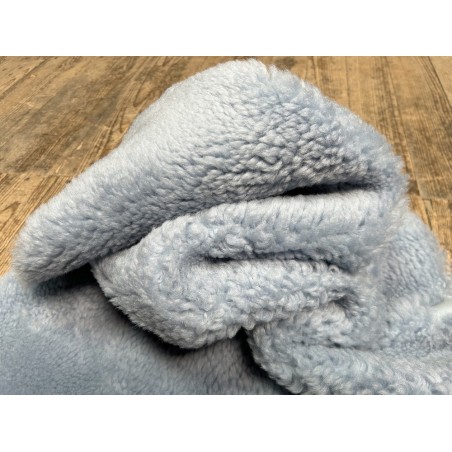 Peau de mouton lainée frisée bleu ciel – Dos velours – Qualité italienne – Série limitée - Cuir en Stock