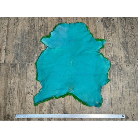 Peau de mouton lainée frisée vert – Dos velours – Qualité italienne – Série limitée - Cuir en Stock