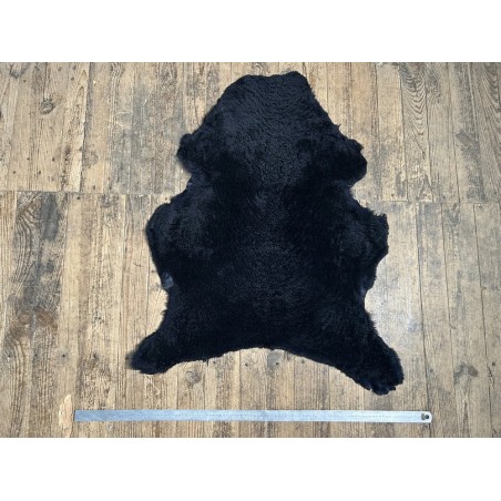 Peau de mouton lainée frisée noir bleuté – Dos velours – Qualité italienne – Série limitée - Cuir en Stock