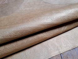 Bande de cuir de veau - grecque - or blanc - maroquinerie - cuir en stock