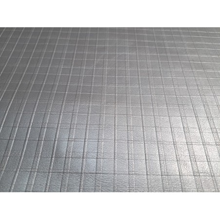 Bande de cuir de veau - quadrillage - nacré - argent - maroquinerie - Cuir en Stock