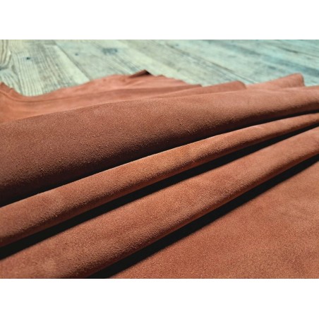Peau de veau velours - MARRON SEQUOIA - Cuir en Stock