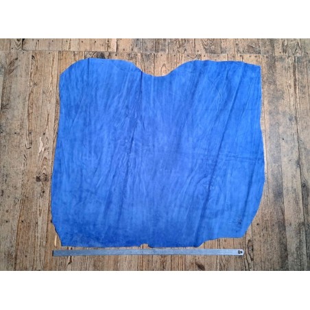 Peau de veau velours - BLEU DENIM - Cuir en Stock