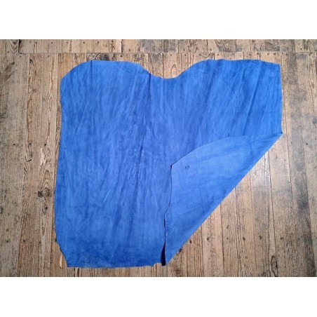 Peau de veau velours - BLEU DENIM - Cuir en Stock