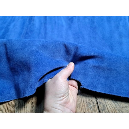 Peau de veau velours - BLEU DENIM - Cuir en Stock