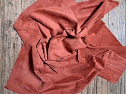 Peau de veau velours - paprika - Cuir en Stock