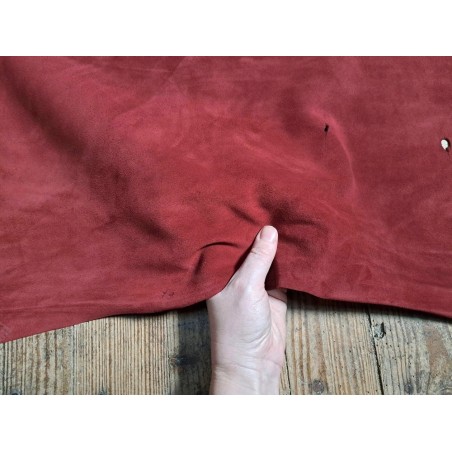 Peau de veau velours - BRIQUE ROUGE - Cuir en Stock