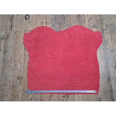 Peau de veau velours - FRAMBOISE - Cuir en Stock