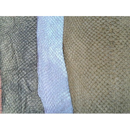 Lot de 3 peaux de cuir de saumon - Vert/jaune - Cuir en stock