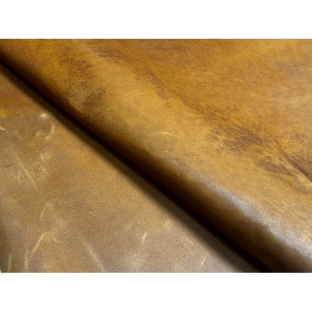Croûte de cuir de vache tannage végétal cirée – caramel - Cuir en Stock