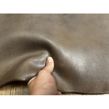 Croûte de cuir de vache tannage végétal cirée – gris - Cuir en Stock