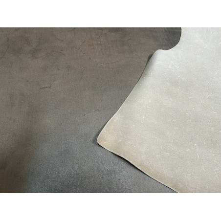 Croûte de cuir de vache tannage végétal cirée – gris - Cuir en Stock