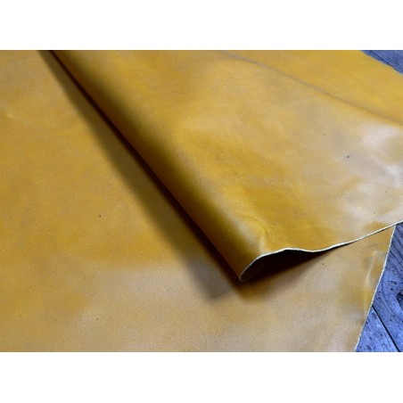 Croûte de cuir de vache tannage végétal cirée – jaune - Cuir en Stock