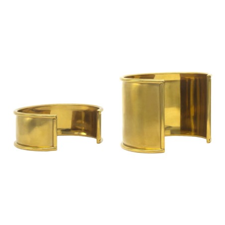 Bracelet Manchette en Acier Inoxydable - DORÉ - Cuir en Stock