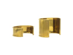 Bracelet Manchette en Acier Inoxydable - DORÉ - Cuir en Stock