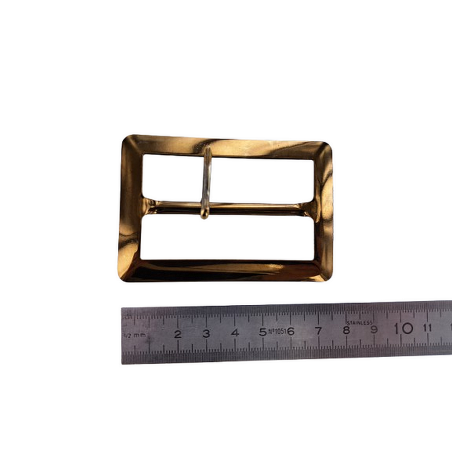Grande boucle de ceinture rectangulaire brillante - Bronze - 60 mm