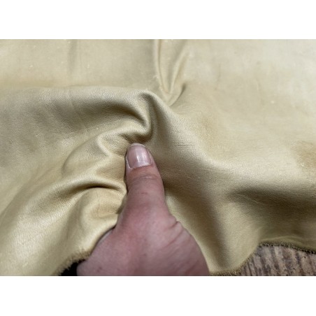Flanc de vache – Cuir crème – Tannage minéral – Souple & élastique - 2ᵉ choix - Cuir en Stock