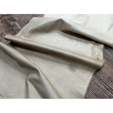 Flanc de vache – Cuir crème – Tannage minéral – Souple & élastique - 2ᵉ choix - Cuir en Stock