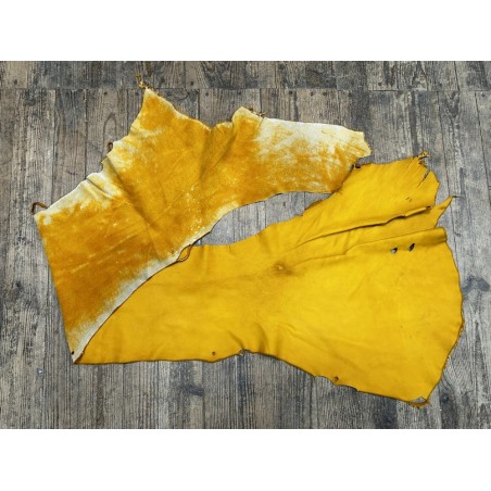 Flanc de vache – Cuir jaune moutarde – Tannage minéral – Souple & élastique - 2ᵉ choix - Cuir en Stock