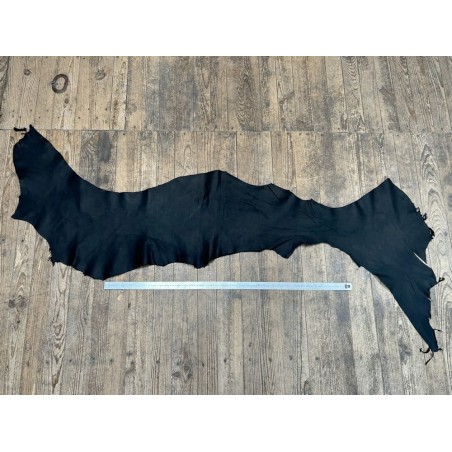 Flanc de vache – Cuir NOIR MAT – Tannage minéral – Souple & élastique - 2ᵉ choix - Cuir en Stock
