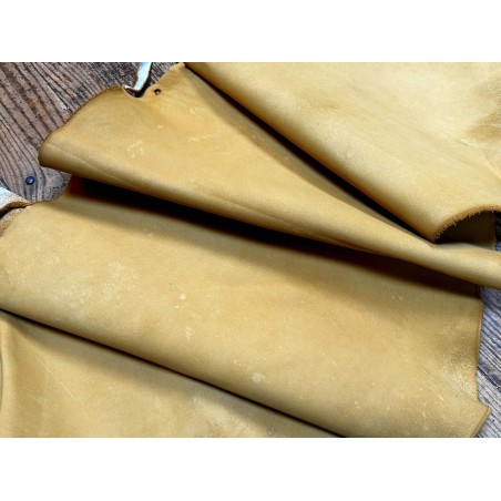 Flanc de vache – Cuir PAILLE MAT – Tannage minéral – Souple & élastique - 2ᵉ choix - Cuir en Stock