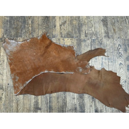 Flanc de vache – Cuir NOISETTE MAT – Tannage minéral – Souple & élastique - 2ᵉ choix - Cuir en Stock